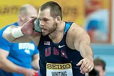 Ryan Whiting during the shot put in which he won gold.