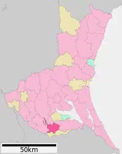 Location of Ryūgasaki in Ibaraki Prefecture