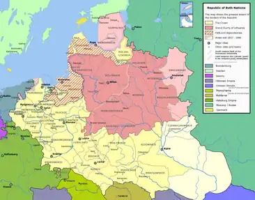 Map showing voivodeships of the Polish-Lithuanian Commonwealth of the Two Nations (1569-1795)