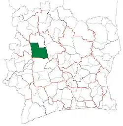 Location in Ivory Coast. Séguéla Department has had these boundaries since 2009.