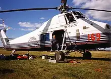 S-58T, callsign Helitack 169, ready to head to a project fire, Dryden, Ontario 1995