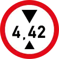 Vehicles exceeding 4.42 metres in height prohibited