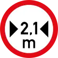 Vehicles exceeding 2.1 metres in width prohibited