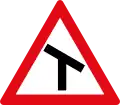 Skewed T-junction ahead