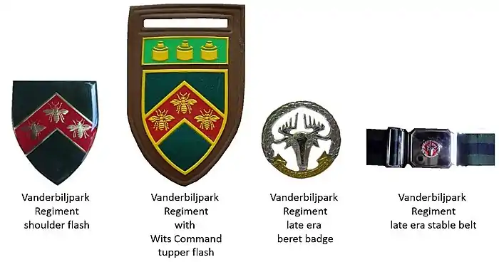 SADF era Vanderbiljpark Regiment insignia