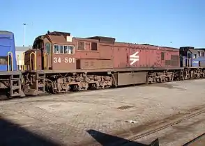 No. 34-501 in Spoornet maroon livery at Saldanha, 26 July 2009