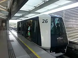 A SBS Transit Mitsubishi Crystal C810 train at Punggol.