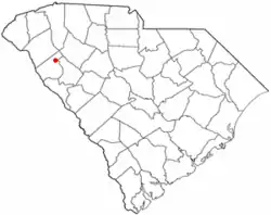 Location of Due West, South Carolina