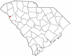 Location of Iva, South Carolina