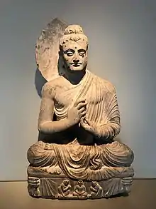 The Seated Buddha, dating from 300 to 500 CE, was found near Jamal Garhi, and is now on display at the Asian Art Museum in San Francisco.