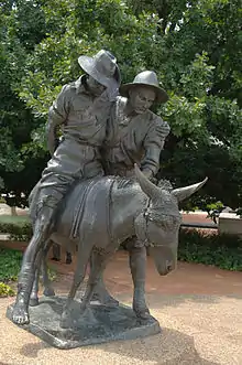 Image 46A commemorative statue of John Simpson Kirkpatrick, a famous stretcher bearer who was killed in the Gallipoli Campaign. (from Culture of Australia)