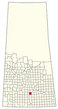 Location of the RM of Moose Jaw No. 161 in Saskatchewan