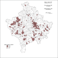 Distribution of Roma in Kosovo and Metohija by settlements 1991.