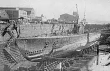 USS Squalus in drydock after salvage