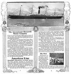 American Line 1907 brochure SS Haverford/SS Merion Philadelphia-Queenstown-Liverpool service