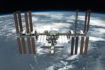 ISS, taken by a crew member on Endeavour after undocking.