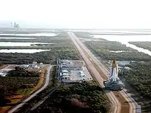 Destiny heads to the launch pad aboard crawler