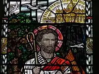 Detail of the Saint Peter window at SS Peter & Paul, Newport, Shropshire