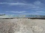 A concrete slab foundation of the Gila River War Relocation Center.