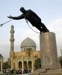 The statue of Iraqi dictator Saddam Hussein that replaced the original Monument to the Unknown Soldier (1959) was removed by Iraqi protesters and US soldiers in 2003