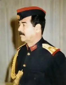 Image 21Saddam Hussein, a leading member of the revolutionary Arab Socialist Ba'ath Party, served as the fifth president of Iraq from 16 July 1979 until 9 April 2003. (from History of Iraq)