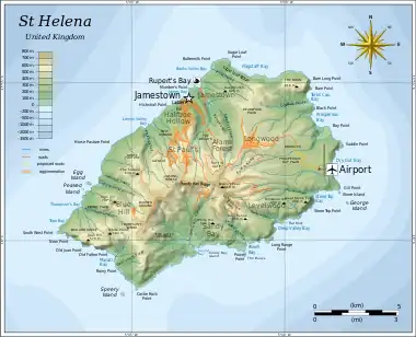 Location of the airport on St Helena