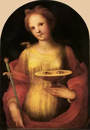 Saint Lucy by Domenico Beccafumi, 1521, a High Renaissance recasting of a Gothic iconic image (Pinacoteca Nazionale, Siena)