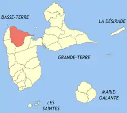 Location of the commune (in red) within Guadeloupe