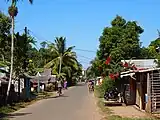 The island's paved road runs up the west coast.