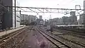 The view looking south from the end of platform 1/2 with the terminating middle track on the right, January 2015