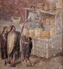 Image 19Bread stall, from a Pompeiian wall painting (from Roman Empire)