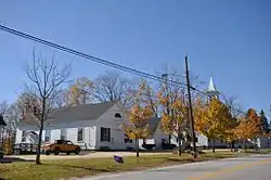 Old town hall and church (now historic society)