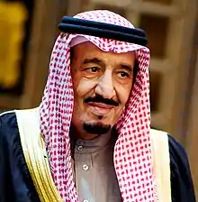 Salman  (born 1935)  King of Saudi Arabia  (2015–present)Crown Prince  (2012–2015)Minister of Defense  (2011–2015)Governor of Riyadh  (1963–2011)