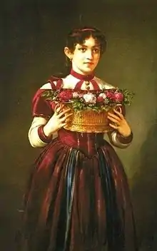 Girl with flowers by José Salomé Pina