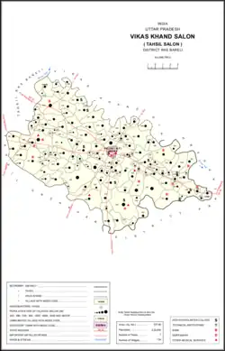 Map showing Nuruddinpur (#556) in Salon CD block