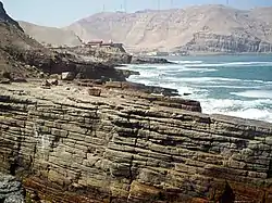 Image 7The seaward tilting of the sedimentary strata of Salto del Fraile Formation in Peru was caused by the Andean orogeny. (from Andean orogeny)