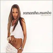 Samantha Mumba is seen on the left side of the beige cover, while her name and song title is displayed on the right side in brown text.