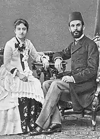 Image 18Sami Frashëri (1850–1904) and his wife Emine, May 1884. (from Culture of Turkey)