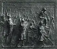 Samson Breaking His Binding Ropes – one of eight biblical bas-reliefs in bronze
