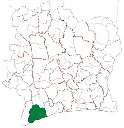 Location in Ivory Coast. San-Pédro Department has retained the same boundaries since its creation in 1988.