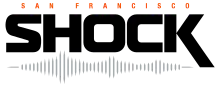 The logo for the San Francisco Shock features a seismograph in the shape of the San Francisco–Oakland Bay Bridge.