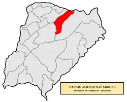 location of San Miguel Department in Corrientes Province