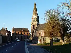 The town hall and church in Sancourt