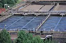 Water treatment plant using the slow sand filter technology to treat raw water.