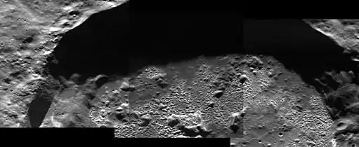 Western Sander crater, with detail of the hollows on the crater floor