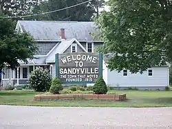 Sign at five-way intersection