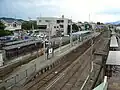 A view of the platforms and tracks. The siding can be seen to the right.