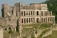 Image 38The ruins of the Sans-Souci Palace, severely damaged in the 1842 earthquake and never rebuilt (from History of Haiti)