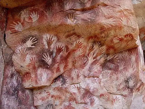 Image 49Cueva de las Manos (Spanish for Cave of the Hands) in the Santa Cruz province in Argentina, c. 7300 BC (from History of painting)