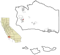 Location in Santa Barbara County and the state of California